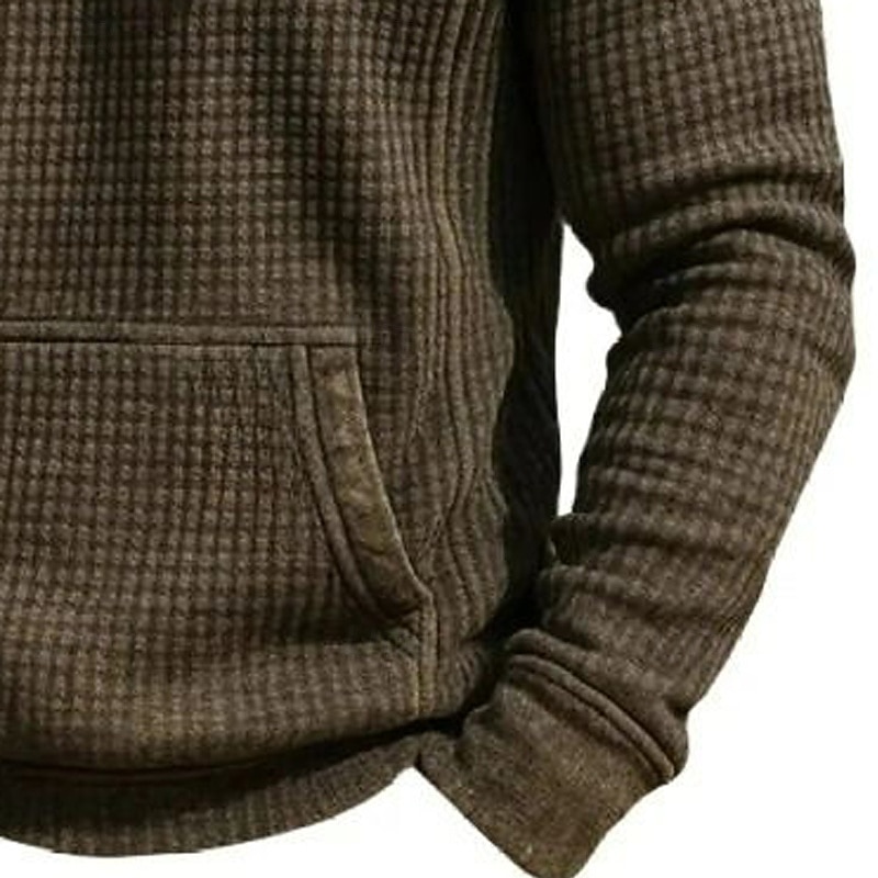 Men's Hoodie Waffle Hoodies Pullover Hoodie Sweatshirt Army Green Hooded Plain Patchwork Sports & Outdoor Casual Daily Streetwear Cool Sportswear Spring &  Fall Clothing Apparel Hoodies Sweatshirts3