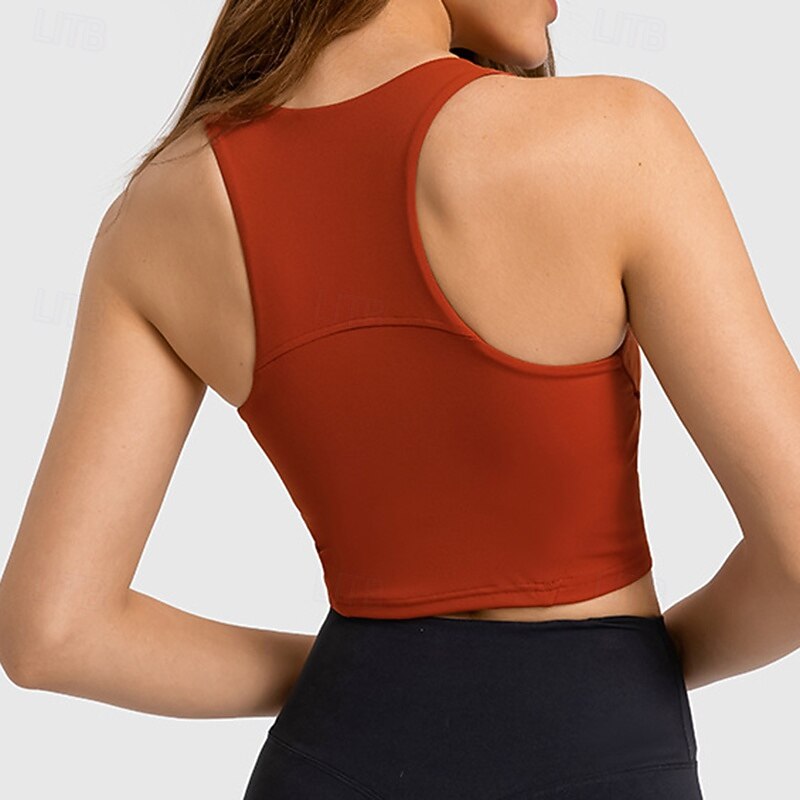 Women's Racerback  Bra Sports Tank Top Padded Sleeveless Top Athleisure Fall Solid Colored High Supports Breathable Gym Running Fitness Sportswear Activewear Black White Red3