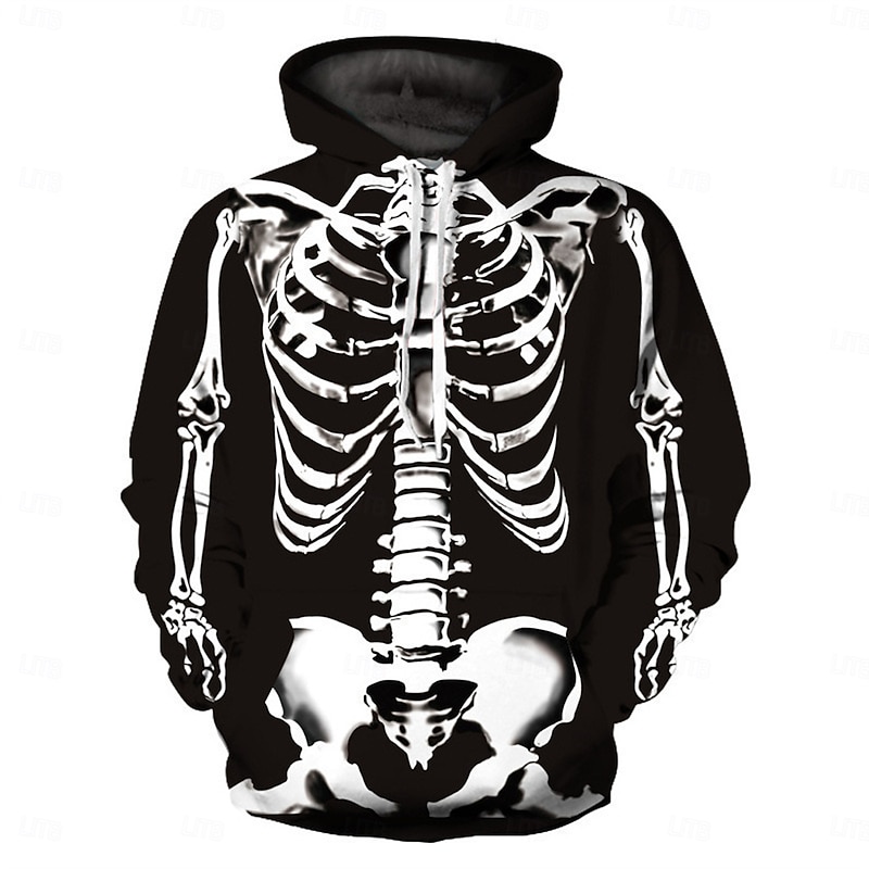 Scary Movie Halloween Skeleton Skull Hoodie Cartoon Manga Anime 3D Front Pocket Graphic For Couple's Men's Women's Adults' Halloween Carnival Masquerade 3D Print Casual Daily2