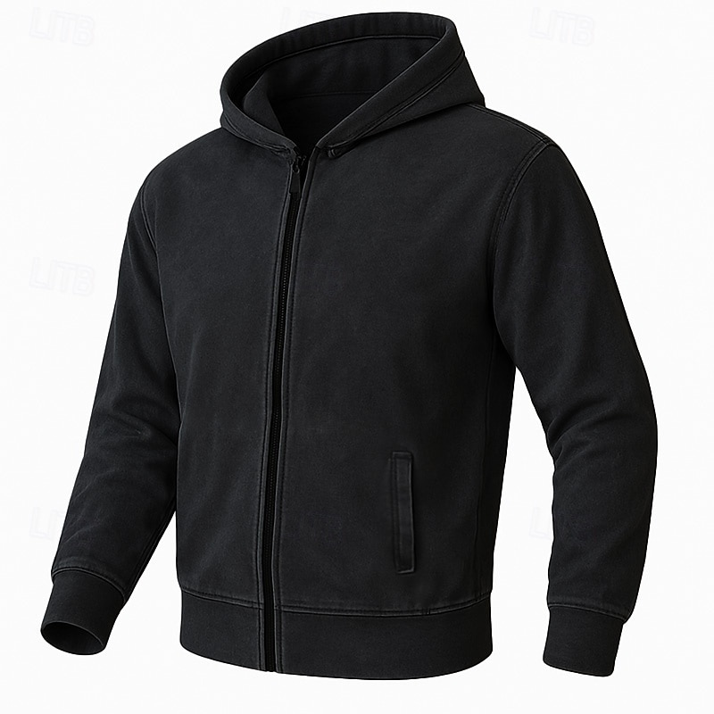 Men's Hoodie Full Zip Hoodie Black Army Green Green Gray Hooded Plain Zip Up Sports & Outdoor Casual Daily Streetwear Cool Sportswear Spring &  Fall Clothing Apparel Hoodies Sweatshirts2