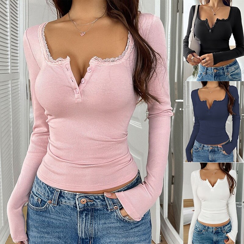 Women's Long Sleeve Shirt Fashion Breathable Long Sleeve Sports Solid Color Top For Gym Outdoor Running Slim Activewear
