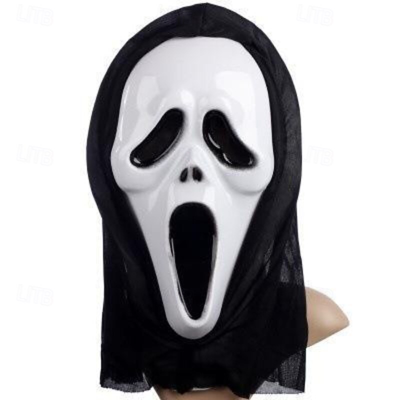 Halloween Ghost Face Mask for Kids, Scary Latex Full Head Mask for Cosplay, Grim Reaper Costume, Haunted House, and Masquerade Party Decor - Main Image