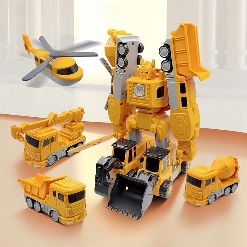 Mangetic Transform Engineering Car Assembled Toys Transforming Robot Car Toy Kids' Play Construction Vehicles Outdoor Toddlers Activities Toys Magnetic Blocks for Kids Age 3-82
