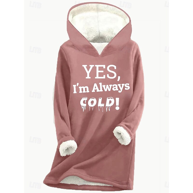 Women's Pullover Hoodie Sweatshirt Graphic Letter Warm Casual Fuzzy Long Sleeve Hooded Long Tops Casual Sports Print Pink Blue Gray Winter