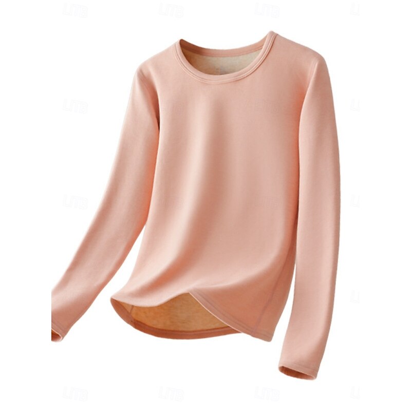 Women's Thermal Underwear Pajama Set Casual Comfort Pure Color Elastic Waist Pant Home Daily Long Sleeve Crew Neck Black Pink Light Brown Brown Green Spring Fall Winter Tailored Fit3