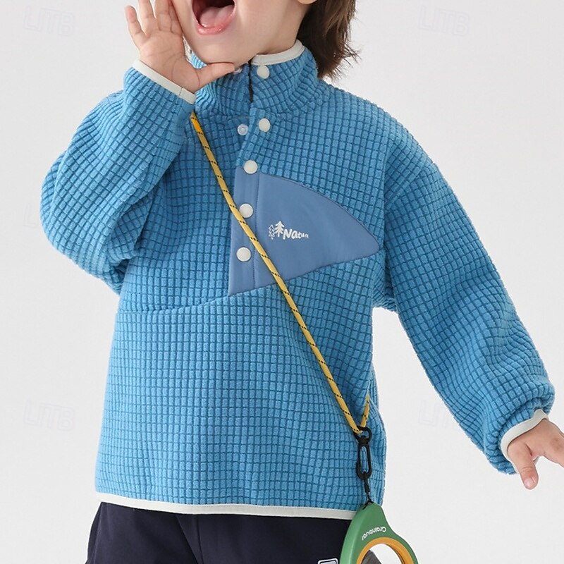 Kids Boys' Fleece Jacket Outdoor Jacket Outerwear Solid Color Long Sleeve Zipper Pocket Comfort Waterproof Windproof Coat Outdoor Fashion Daily River Blue Green Spring Fall 4 years+4