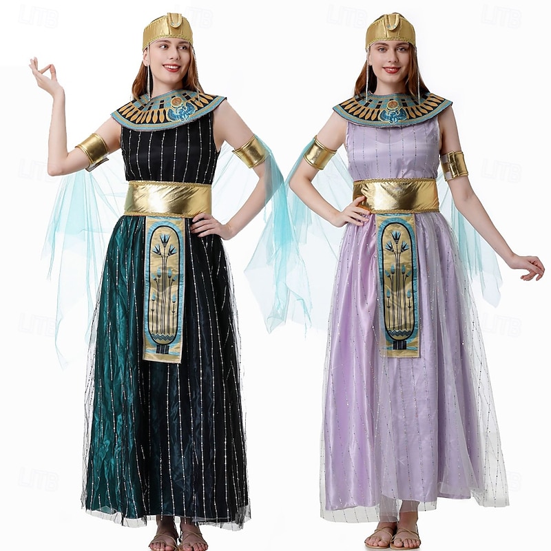 Ancient Egypt egyptian Dress Fancy Costume Cleopatra Goddess Fancy Dress Women's Fantasy Halloween Carnival Performance Adults Dress Belt Cloak