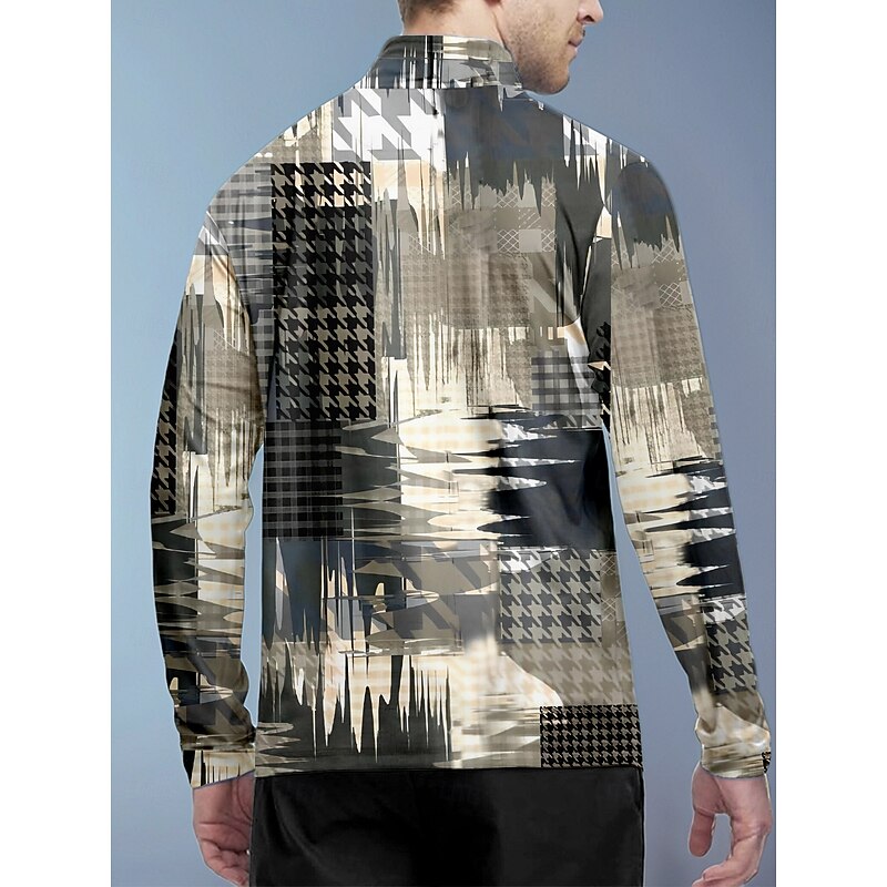 Men's Golf Polo Shirt khaki Long Sleeve Top Golf Attire Clothes Outfits Wear Apparel2