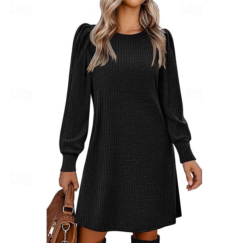 Women's Mini Dress Casual Dress Elegant Fashion Modern Outdoor Daily Going out Regular Fit Plain Long Sleeve Crew Neck Black Pink Red Blue Spring Autumn2