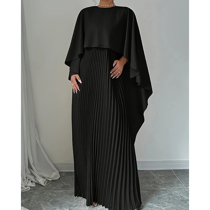 Women's Long Dress Maxi Dress Party Dress Cocktail Dress Ruched Dress Elegant Modern Party Special Occasion Evening Party Regular Fit Plain Long Sleeve Crew Neck Black Red Beige Fall Winter2