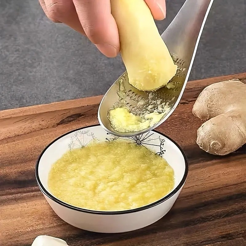 Stainless Steel Ginger and Garlic Mashing Spoon - Manual Kitchen Tool for Mud Easy to Clean Durable Design Efficient Grinding of Ginger and Garlic Ginger and Garlic Masher