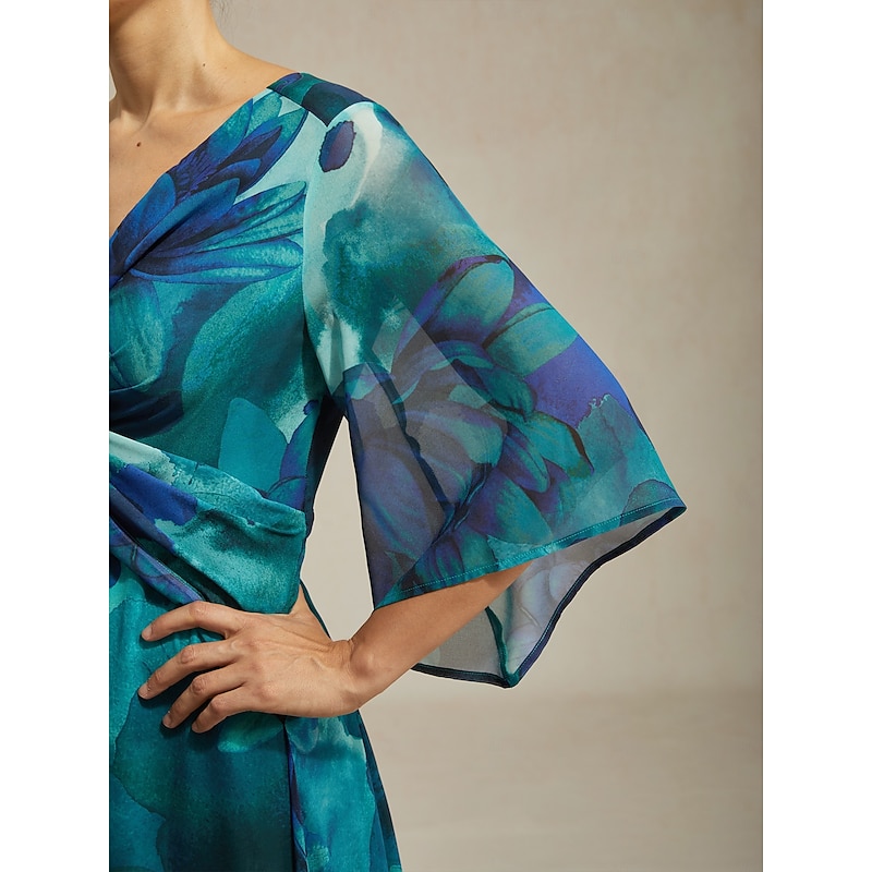 Women's Maxi Dress Green Abstract Floral Print Twist Knot Casual Vacation Spring Summer Fall3