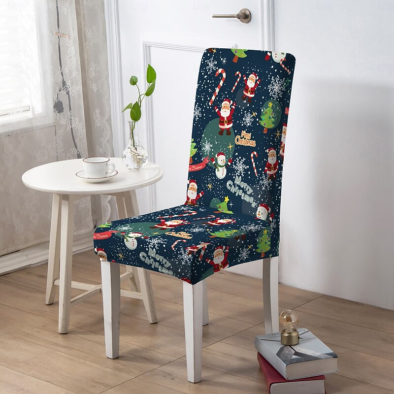 Christmas Chair Cover, Festive Holiday Seat Slipcover, Elastic Non-Slip Chair Protector for Dining Room, Home, or Party4