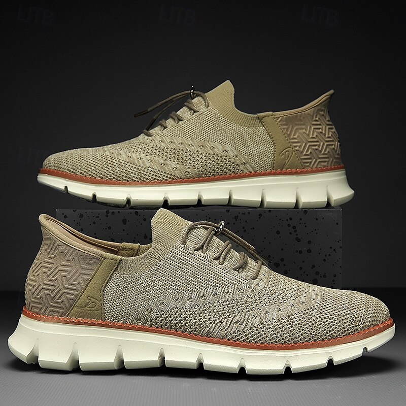 Men's Breathable Knit Oxford Sneakers – Lightweight Casual Shoes with Cowhide Leather Trim for Walking, Daily Wear and Travel4
