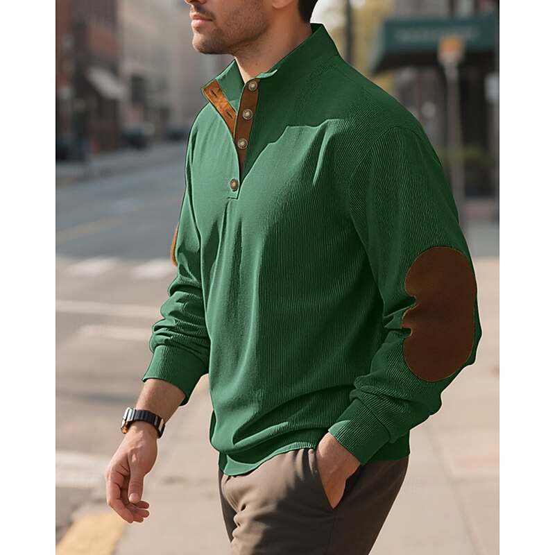 Men's Sweatshirt Black Light Green Army Green Navy Blue Blue Henley Color Block Patchwork Sports & Outdoor Daily Holiday Polyester Streetwear Basic Casual Spring Fall Clothing Apparel Hoodies2