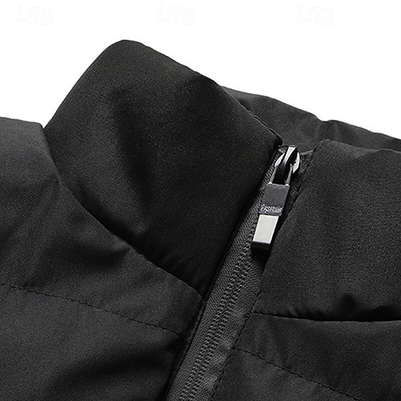 Men's Puffer Vest Vest Gilet Vacation Daily Date Fashion Casual Fall Winter Pocket Polyester Warm Comfortable Solid Color Zipper Stand Collar Regular Fit Black Red Dark Blue Vest4