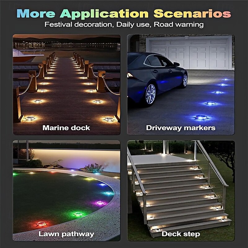 Solar Deck Lights Garden Lane Indicator Lighting Fixtures Cross-Border Ground Lights Landscape Step Lights  1PC4