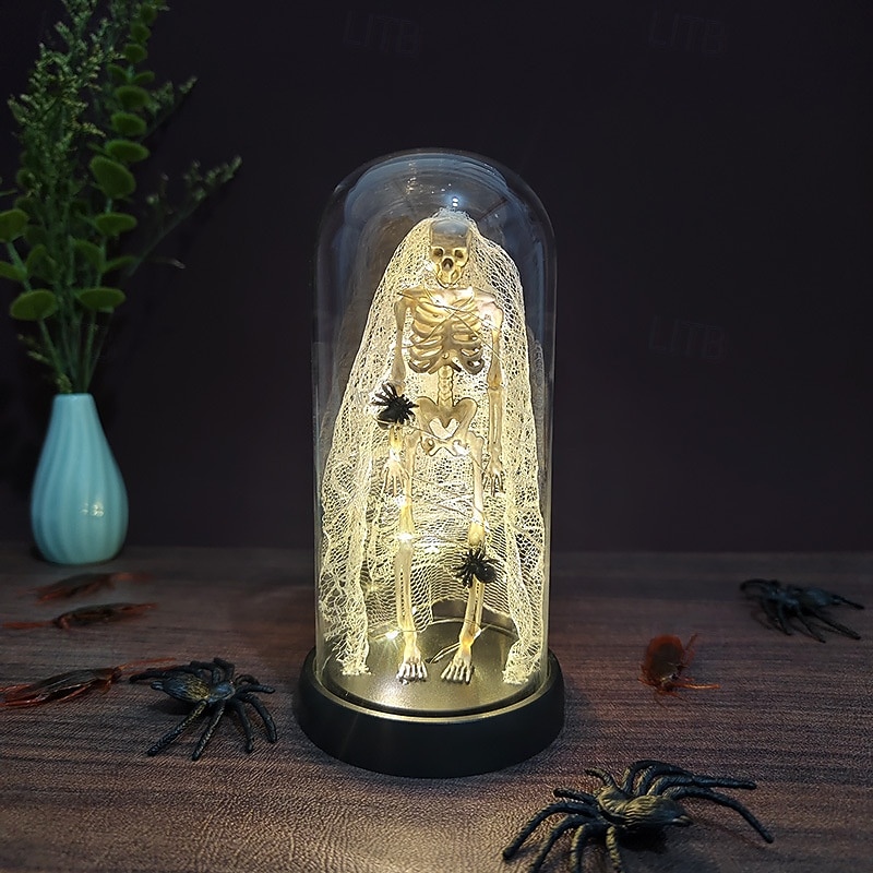 1 Pc 21.5 * 11CM Halloween Skull Ghost Bride with Light Acrylic Cover Creative Decoration Ghost Festival Horror Night Light AAA Battery Box 2025 New3