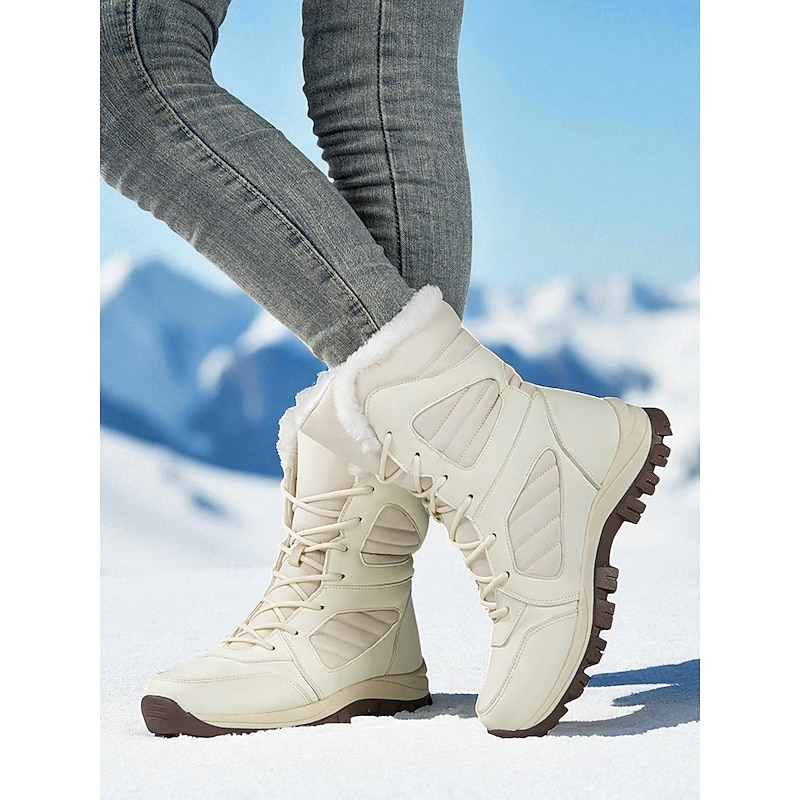 Women's Waterproof Hiking Boots with Fur Lining, Warm Snow Boots for Winter Snowy Adventures and Outdoor Activities