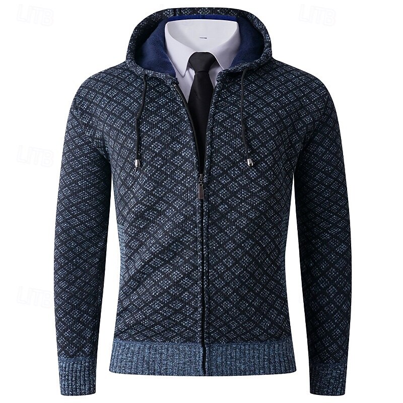 Men's Sweater Dress Sweater Cardigan Sweater Zip Sweater Knit Sweater Ribbed Knit Regular Tops Knitted Ribbed Plain Hooded Fashion Shawls Casual Daily Wear Clothing Apparel Fall Winter Burgundy Navy4