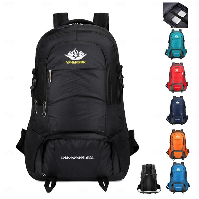 60 L Hiking Backpack Daypack Rucksack Wearable Multifunctional Durable Breathable Non-Slip Outdoor Hunting Hiking Camping Travel Spandex Nylon Black Red Dark Navy