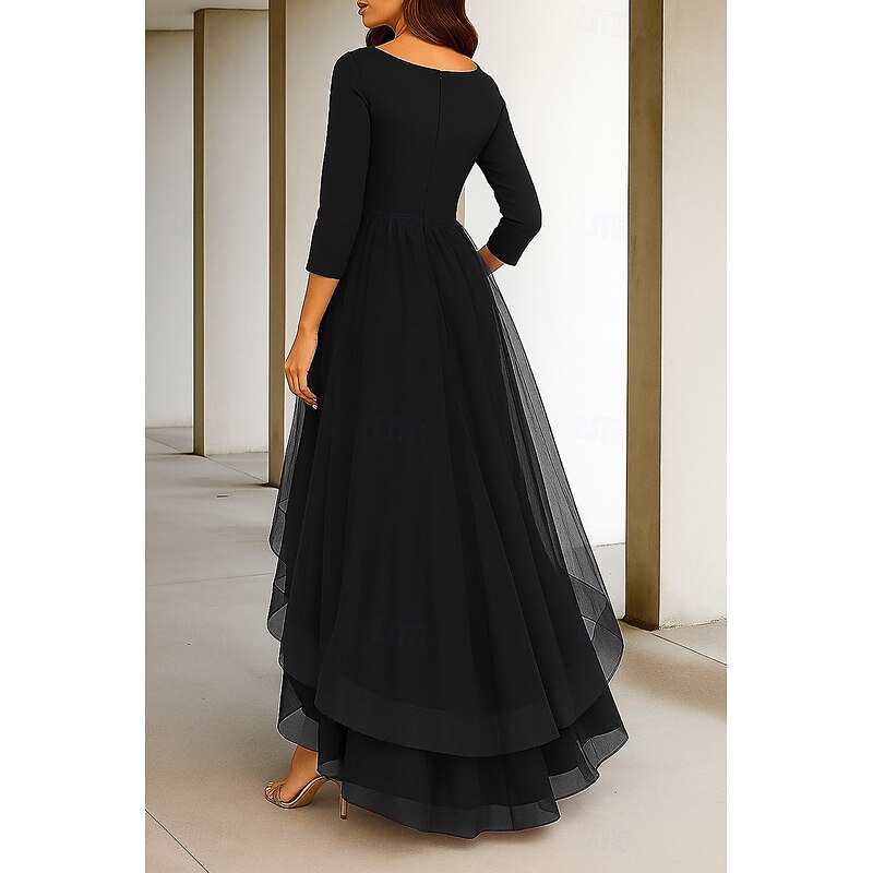 High-low Dress Wedding Dresses A-Line V Neck 3/4 Length Sleeve Tea Length Stretch Fabric Bridal Gowns With Ruffles 20252