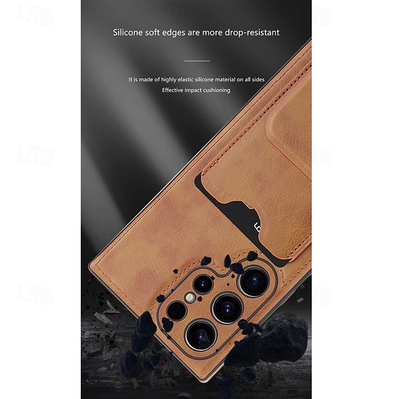 Phone Case For Samsung Galaxy S25 S24 S23 S22 Plus  Ultra A56 A16 A55 5G A15 A54 Back Cover with Stand Holder Card Slot Shockproof Retro TPU PU Leather2