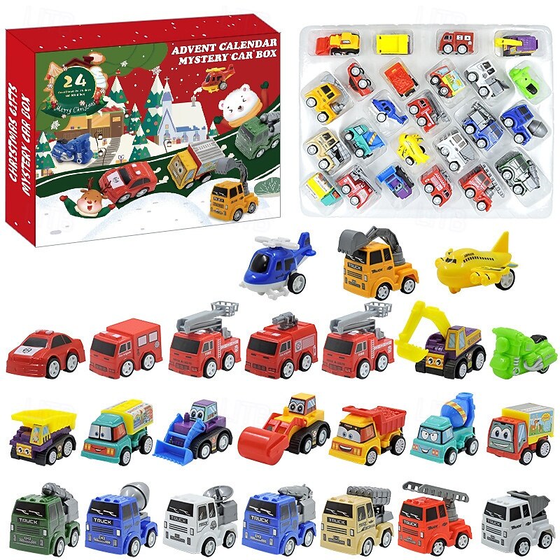 Advent Calendar 2025 for Kids Boys 24 Days Christmas Countdown Calendar with Pull-Back Cars Vehicles Holiday Gifts Christmas Advent Calendars Cars Set for Kids Toddlers Boys