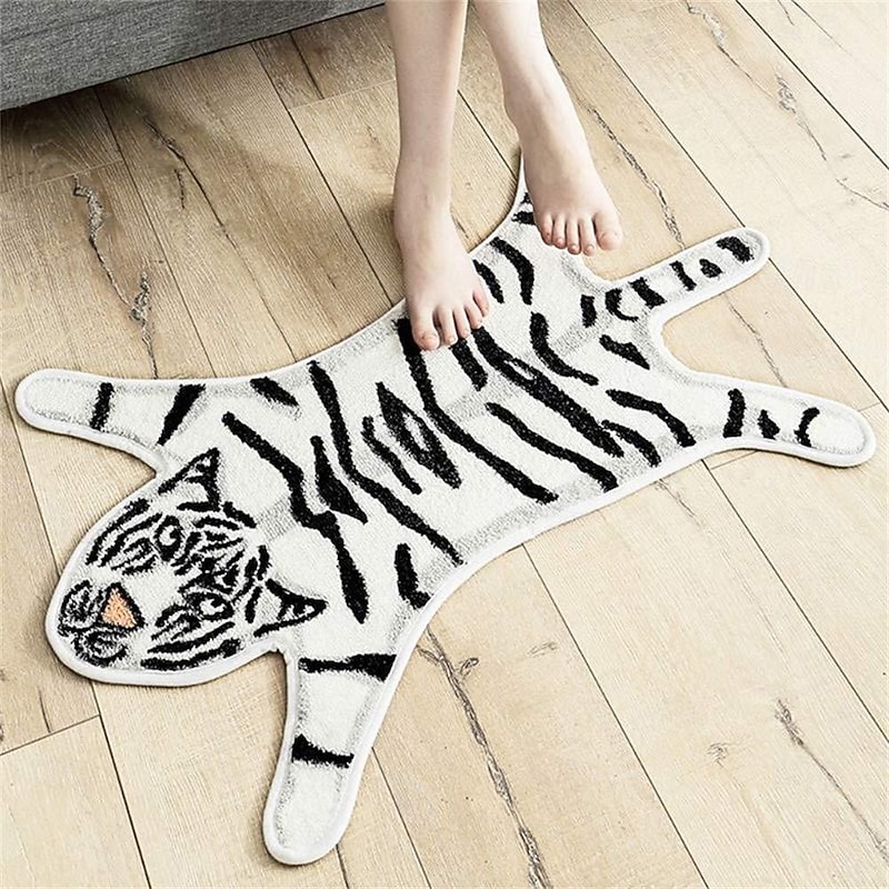 Area Rugs Tiger Print Shaped Rug, Faux Fur Animal Skin Carpet for Living Room & Bedroom, Soft Fluffy Accent Floor Mat Home Decor4