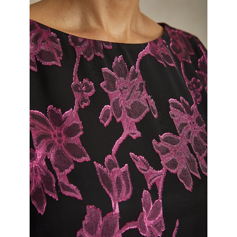 Women's Blouse Chiffon Tops Floral Elegant Stylish Casual Crew Neck Regular Tops Wedding Guest Date Night Outfits Cocktail Attire Lace Rose Pink Spring Fall Winter3