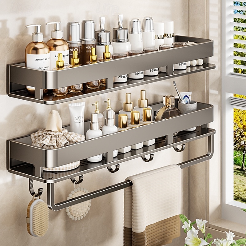 Gun Grey Wall-Mounted No-Drill Toilet Washroom Sink Vanity Cabinet For Advanced Storage