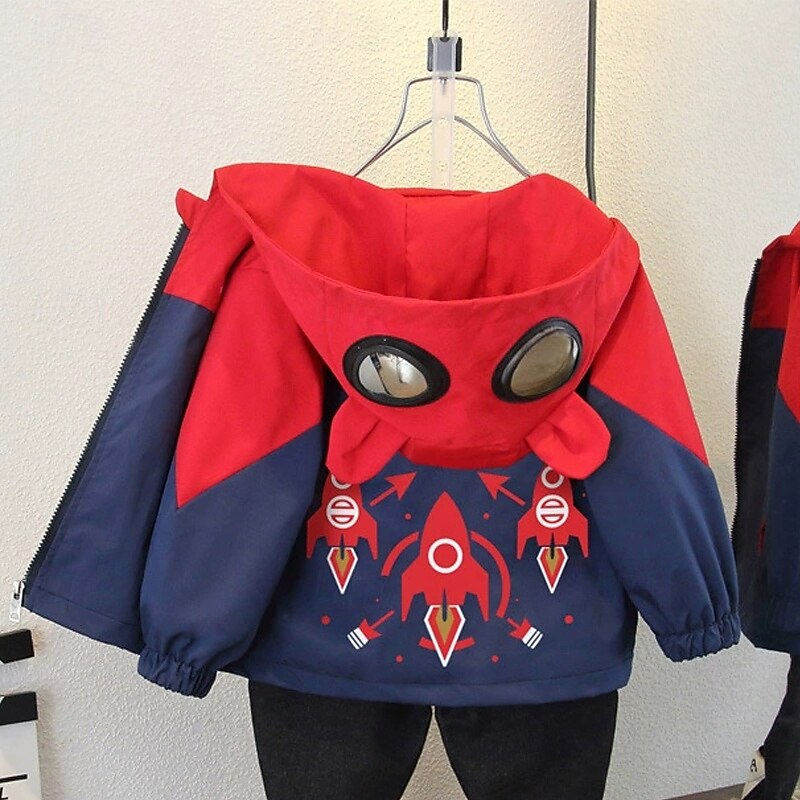 Kids Boys' Hiking Jacket Outdoor Jacket Outerwear Color Block Long Sleeve Zipper Pocket Comfort Windproof Breathable Coat Outdoor Fashion Daily Rust Green / Blue Spring Fall 4 years+