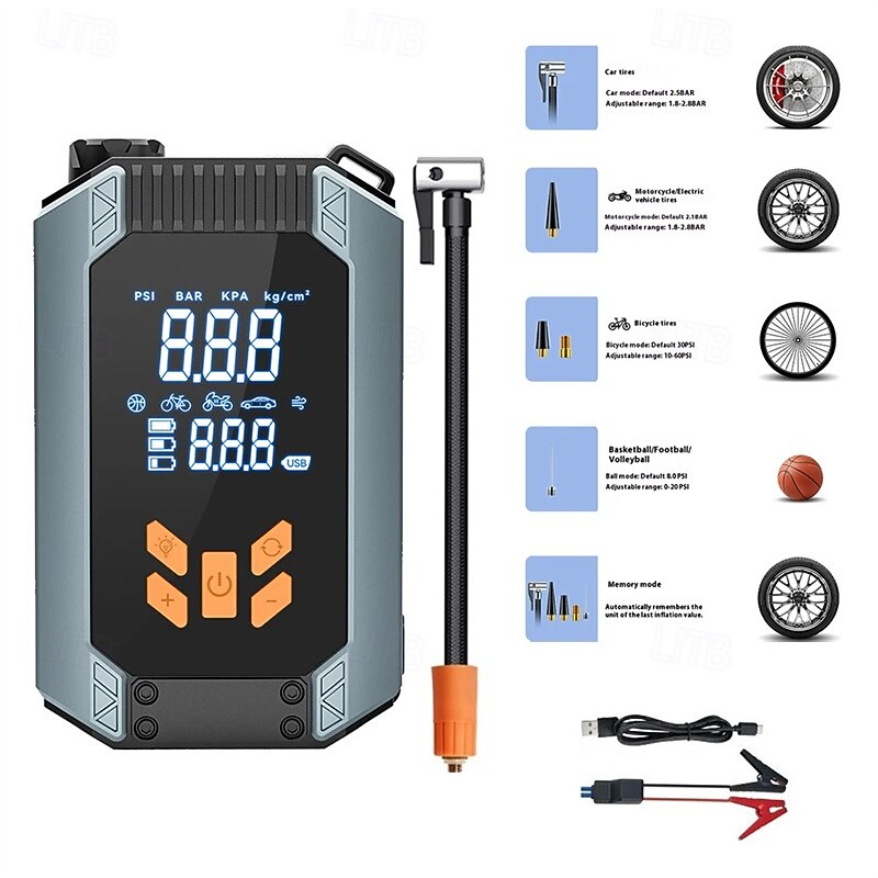 Tire Inflator Car Battery Jump Starter Portable Air Compressor Electric Air Pump for Cars SUVs & Trucks3