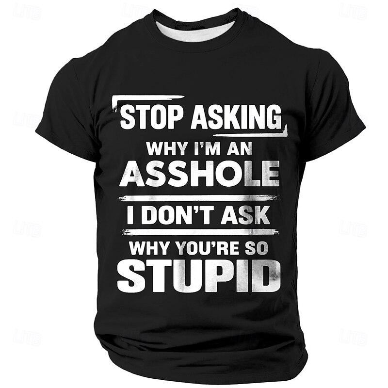 Men's Funny Slang Rude T Shirt Short Sleeve T shirt 3D Print Crew Neck Shirt Fashion Daily Street Daily Black Red Blue Summer Spring Clothing Apparel S M L XL XXL XXXL3