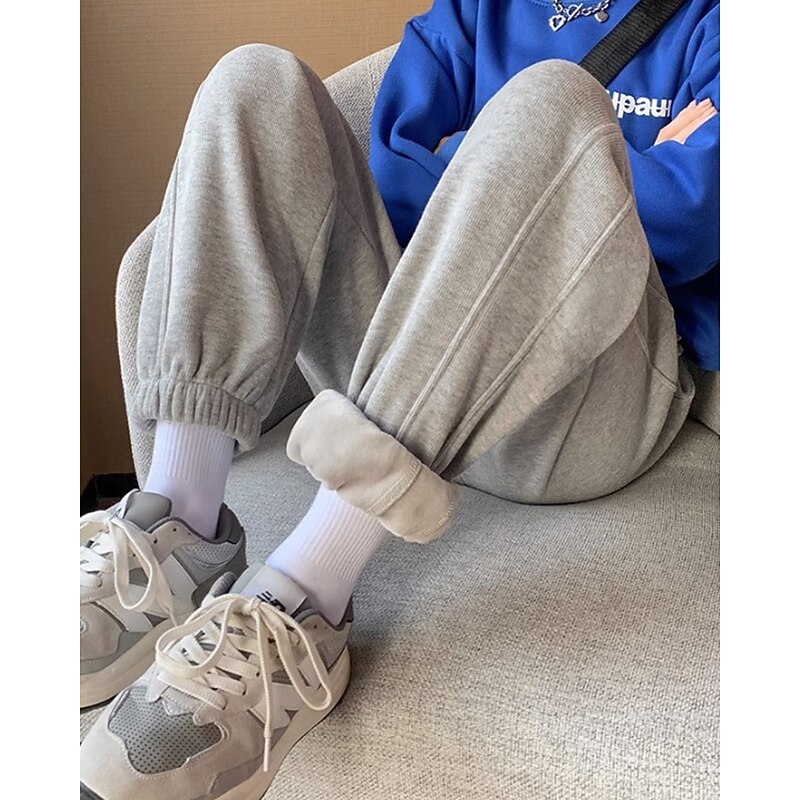 Women's Joggers Chinos Vacation Vintage Streetwear Full Length Medium Waist Plain Drawstring Pocket Soft Stretchy Outdoor Vacation Daily Light Gray Dark-Gray Black Summer Spring Fall Winter Regular4