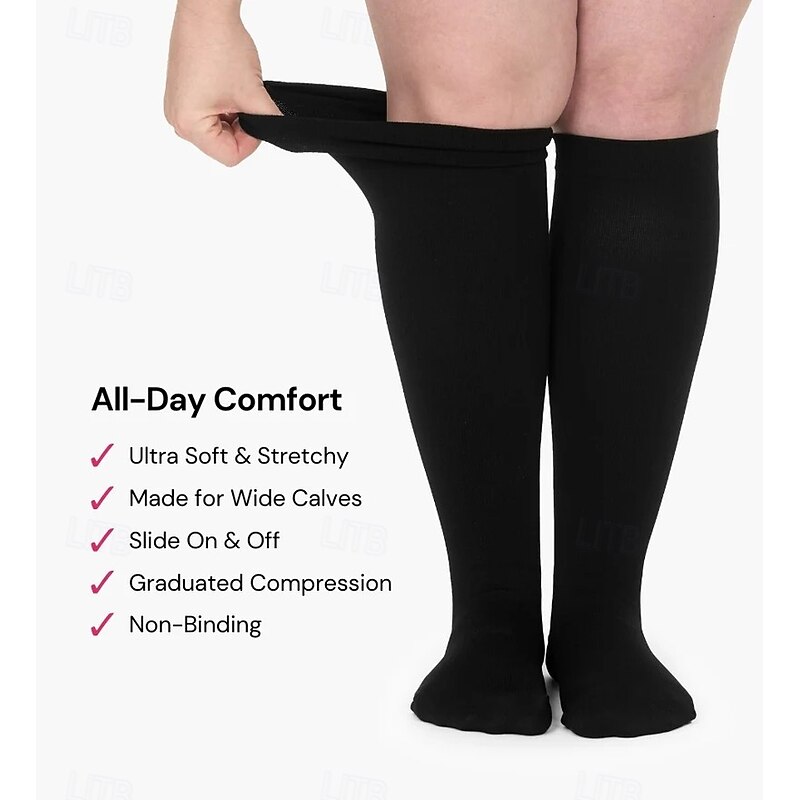 Advanced Wide Compression Socks for Pain Relief, Circulation Support, Swelling, and Recovery, Comfortable Stretch Fit for Men and Women