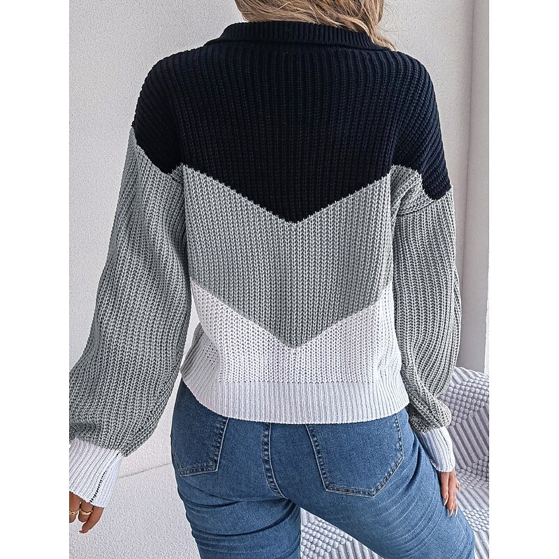 Women's Sweater Casual Soft Pure Color Ribbed V Neck Knitted Long Sleeve Regular Tops Knit Outdoor Daily Weekend Blue Khaki Fall Winter3