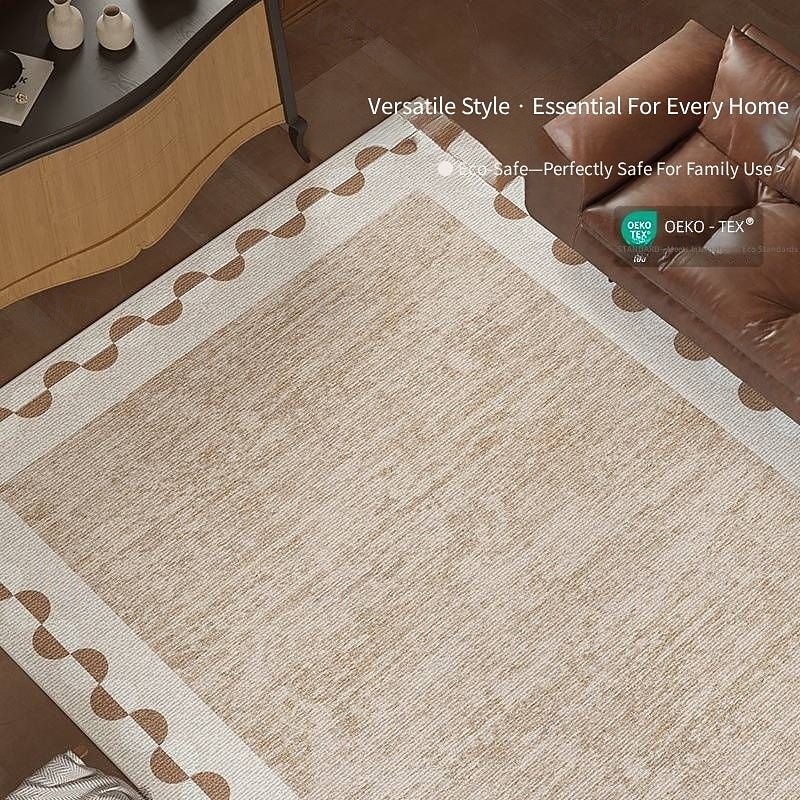 Cream Style Area Rug, Waterproof Non-Slip Carpet for Living Room or Bedroom, Elegant Dirt-Resistant Bedside Floor Mat, Easy-Care Home Decor4