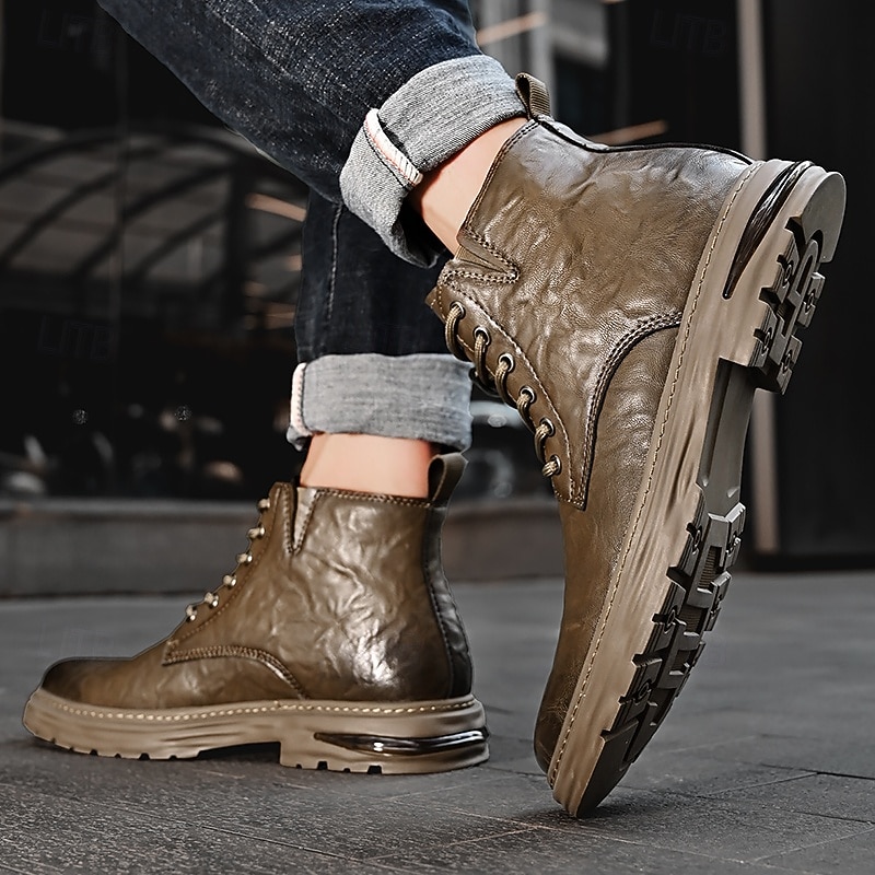 Men's Dark Brown Lace-Up Ankle Boots – Classic Casual Fashion Footwear for Business, Outdoor and Daily Comfort4