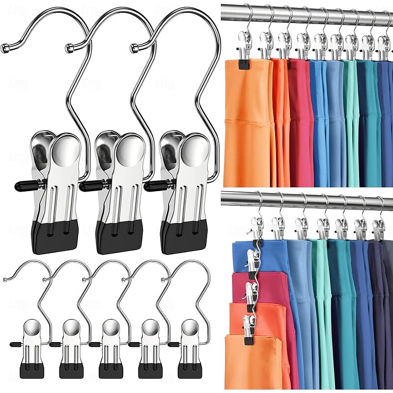 30 Pack Pants Hangers with Clip Space-Saving Clothes and Hat Storage Hook Legging Organizer for Closet Hanging, Space Saving Yoga Pants Hangers Clip Hangers Closet Organization