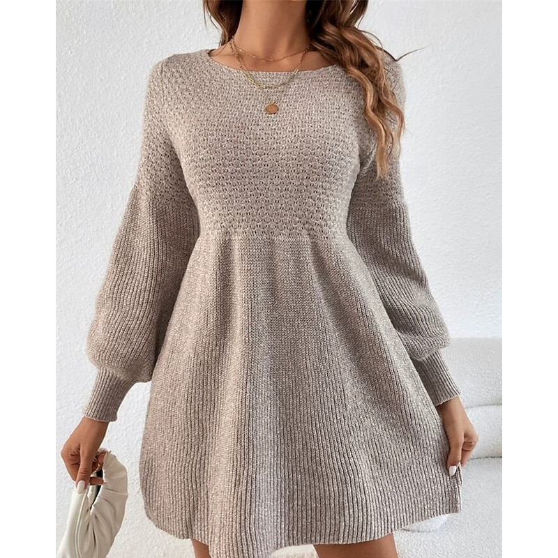 Women's Mini Dress Sweater Dress Casual Dress Elegant Fashion Modern Outdoor Daily Going out Regular Fit Plain Long Sleeve Crew Neck Black Grey Spring Autumn3