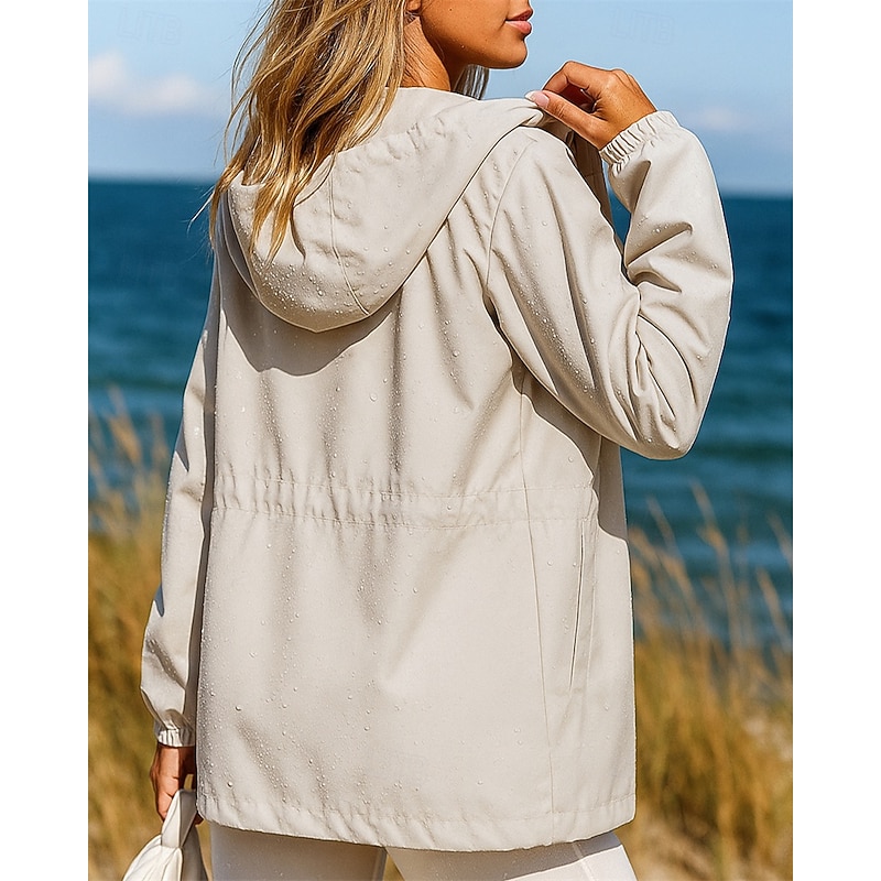 Women's Softshell Jacket Hiking Jacket Lightweight Jacket Outdoor Thermal Waterproof Hiking Outfits Hiking Clothes Winter Autumn / Fall Top Camping / Hiking / Caving Running Solid Color Black White2