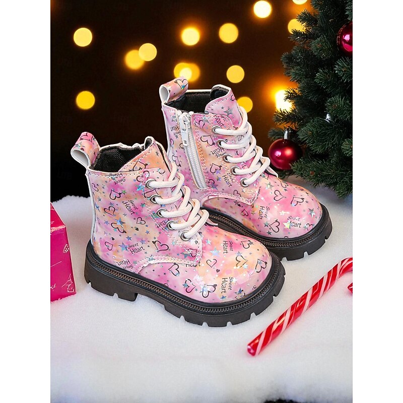 Girls' Combat Boots with Lace-Up Design and Side Zipper for Dance Performances and Stage Outfits3