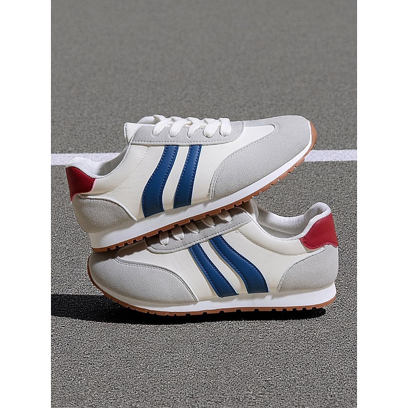 Women's Burgundy Casual Sneakers with Faux Suede Panels, Lace-Up Walking Shoes for Everyday Wear