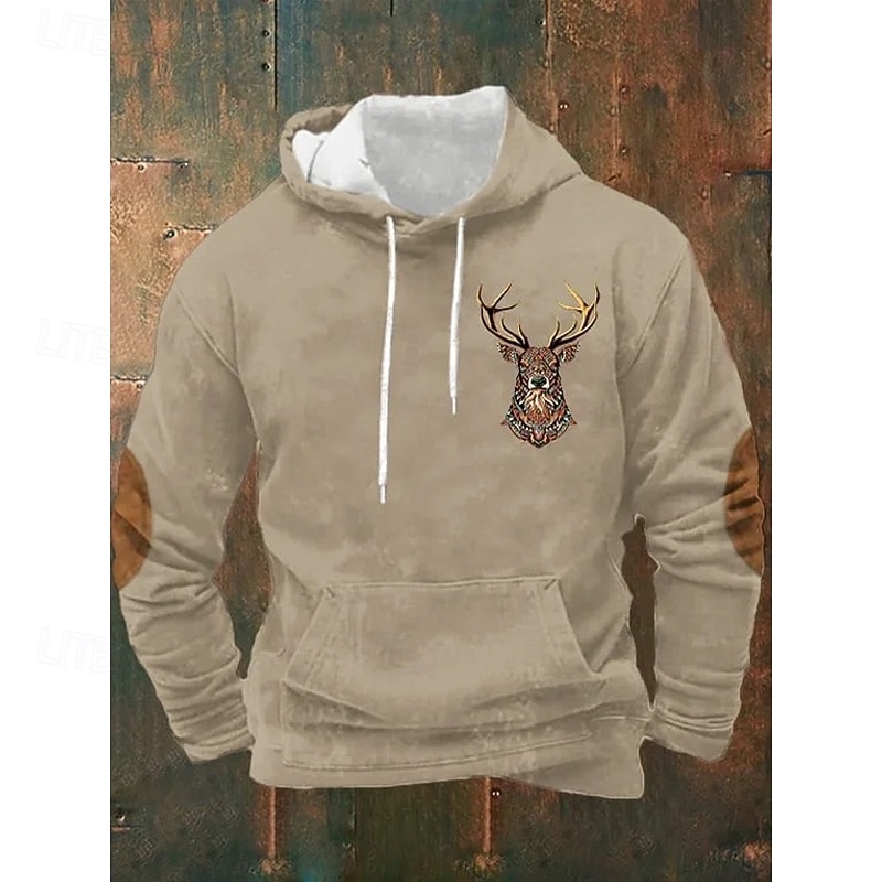 Men's Hoodie Fleece Hoodie Fleece lined Hoodie Hunting Hoodie Black Blue Khaki Gray Hooded Plain Patchwork Color Block Sports & Outdoor Casual Daily Streetwear Cool Sportswear Fall Winter Clothing