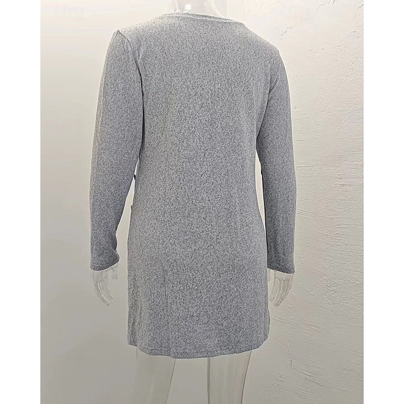 Women's Mini Dress Black Dress Casual Dress Cocktail Dress Formal Dress Elegant Modern Daily Going out Weekend Regular Fit Plain Long Sleeve Crew Neck Black Pink Gray Spring Fall4