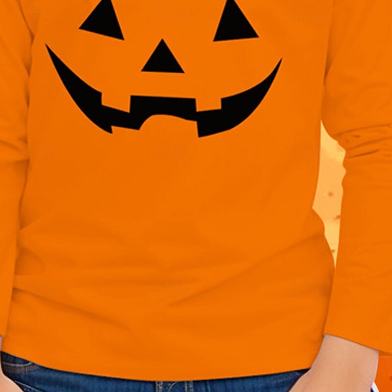 Halloween Girls' 3D Cartoon T shirt Tee Long Sleeve Spring Fall Fashion Basic Kids 4-12 Years Crew Neck Outdoor Casual Daily Regular Fit3