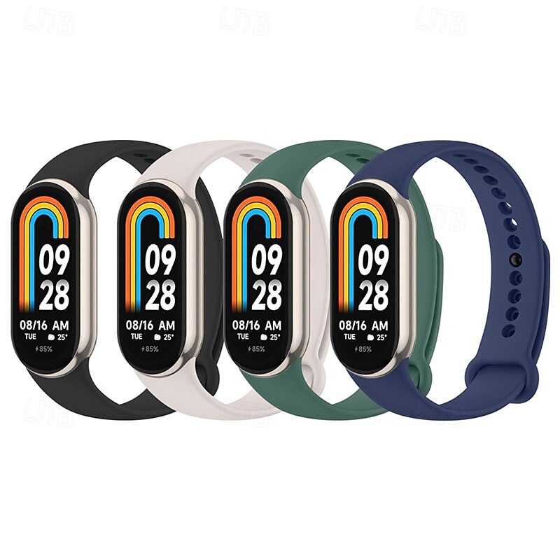 4 Pack Smart Watch Band Compatible with Xiaomi Mi Band 10 Band 9 Band 8 Smartwatch Strap Adjustable Sport Band Replacement Wristband