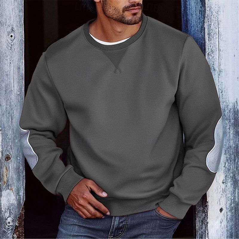 Men's Sweatshirt Black Red Royal Blue Light Grey Dark Gray Crew Neck Color Block Patchwork Sports & Outdoor Daily Holiday Streetwear Basic Casual Spring Fall Clothing Apparel Hoodies Sweatshirts2