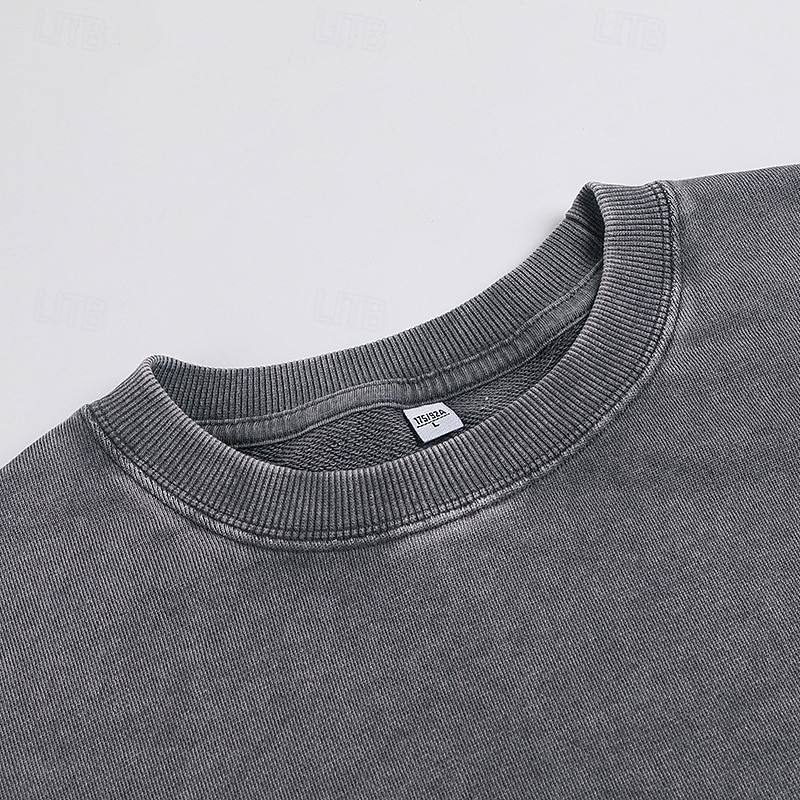 Men's Sweatshirt Pullover Distressed Hoodie Apricot Black Pink Army Green Coffee Crew Neck Plain Casual Daily Holiday Vintage Retro Fall Winter Clothing Apparel Hoodies Sweatshirts3